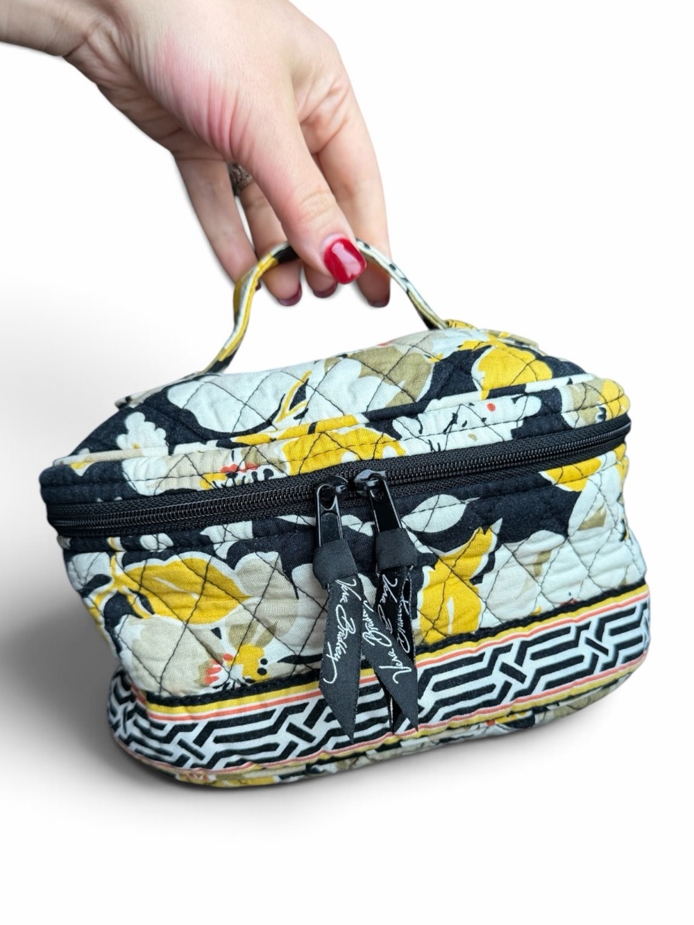 Vera Bradley Yellow Floral Quilted Cosmetic Case